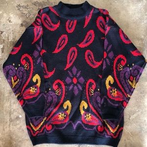 Vintage Turtleneck Sweater Knit Bright Color Retro